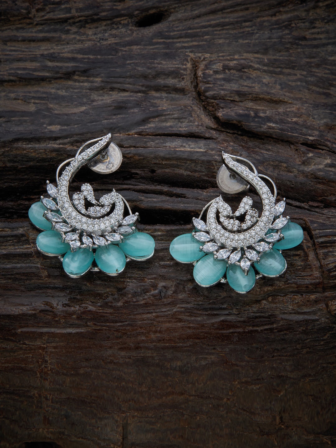 

Kushal's Fashion Jewellery Rhodium-Plated Contemporary Studs Earrings, Sea green