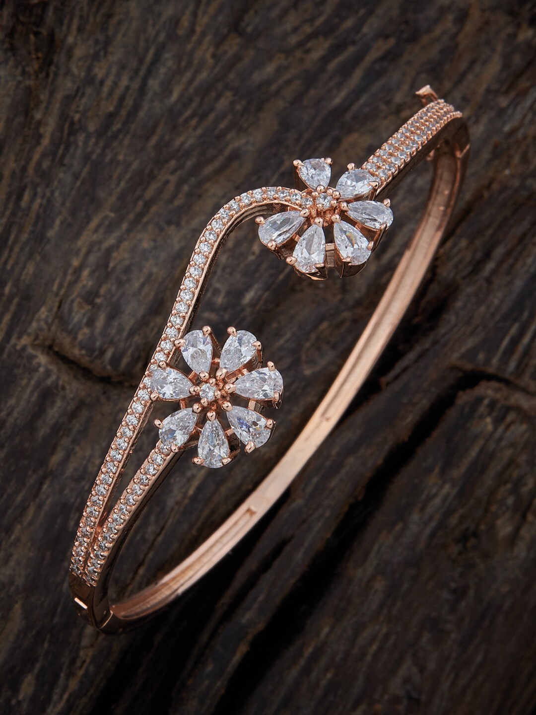 

Kushal's Fashion Jewellery Women Rose Gold-Plated Cubic Zirconia Bangle-Style Bracelet