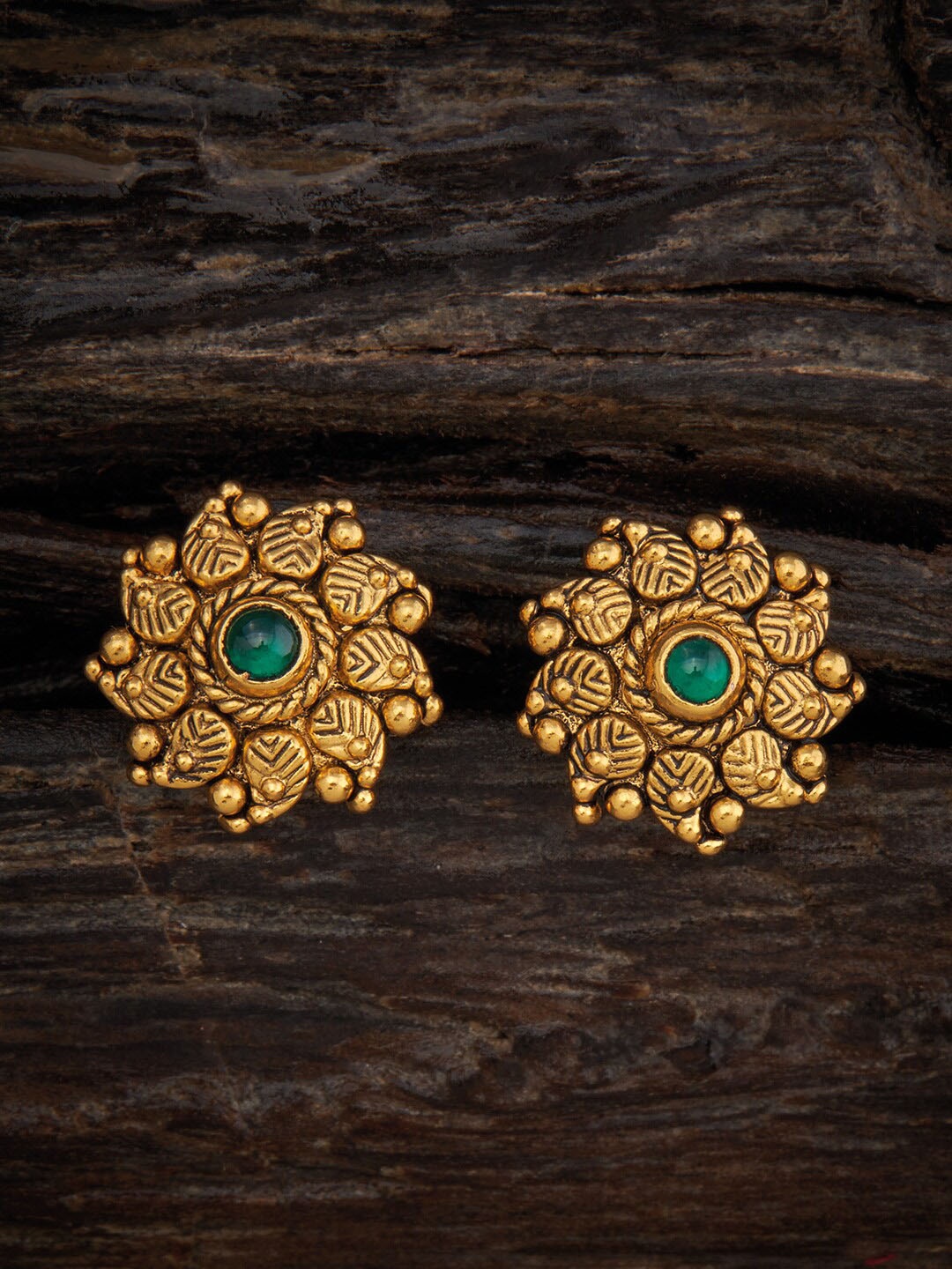 

Kushal's Fashion Jewellery Gold-Plated Contemporary Studs Earrings, Green
