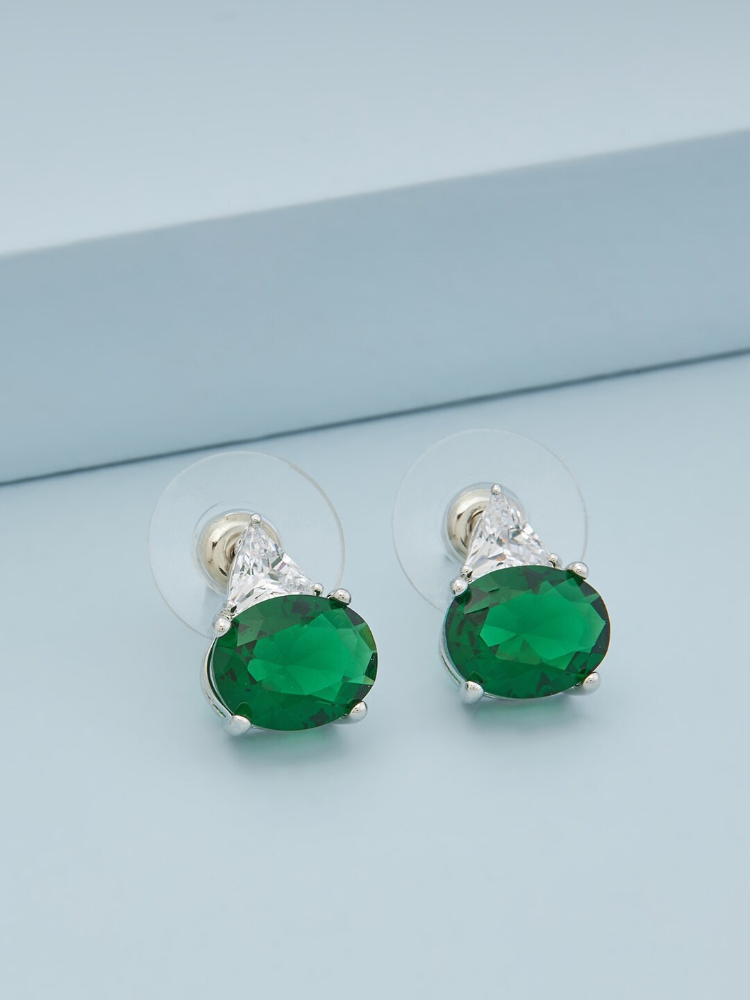 

Kushal's Fashion Jewellery Rhodium-Plated Contemporary Studs Earrings, Green