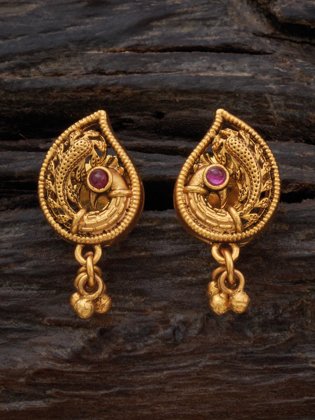 

Kushal's Fashion Jewellery Gold-Plated Contemporary Drop Earrings, Red
