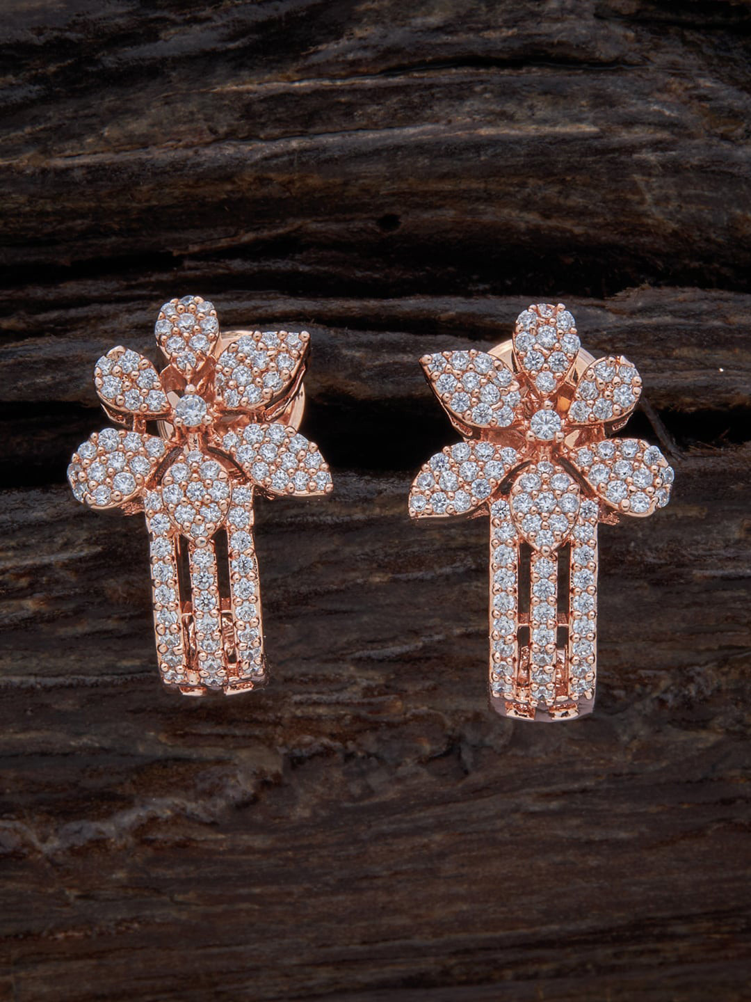 

Kushal's Fashion Jewellery Rose Gold-Plated Contemporary Half Hoop Earrings, White