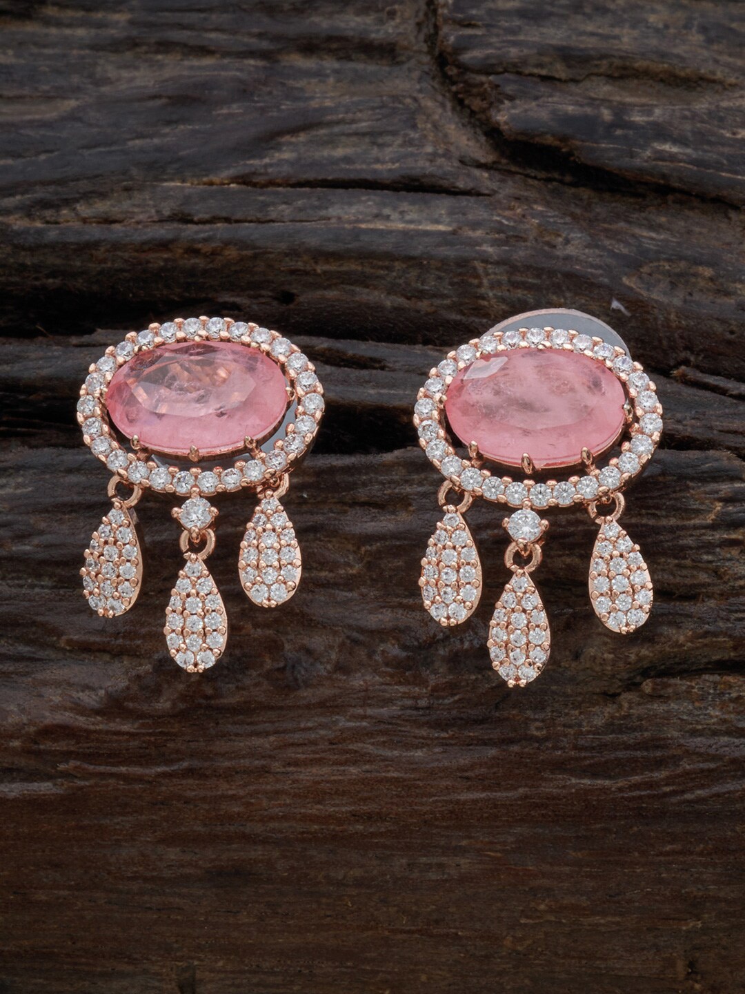 

Kushal's Fashion Jewellery Rose Gold-Plated Contemporary Drop Earrings, Pink