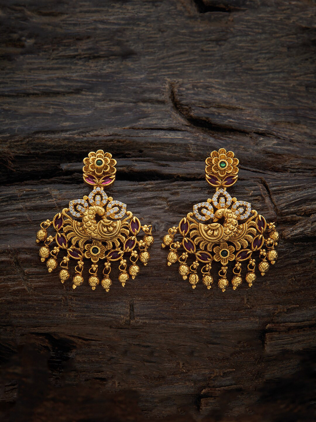 

Kushal's Fashion Jewellery Gold Plated Antique Contemporary Drop Earrings, Red