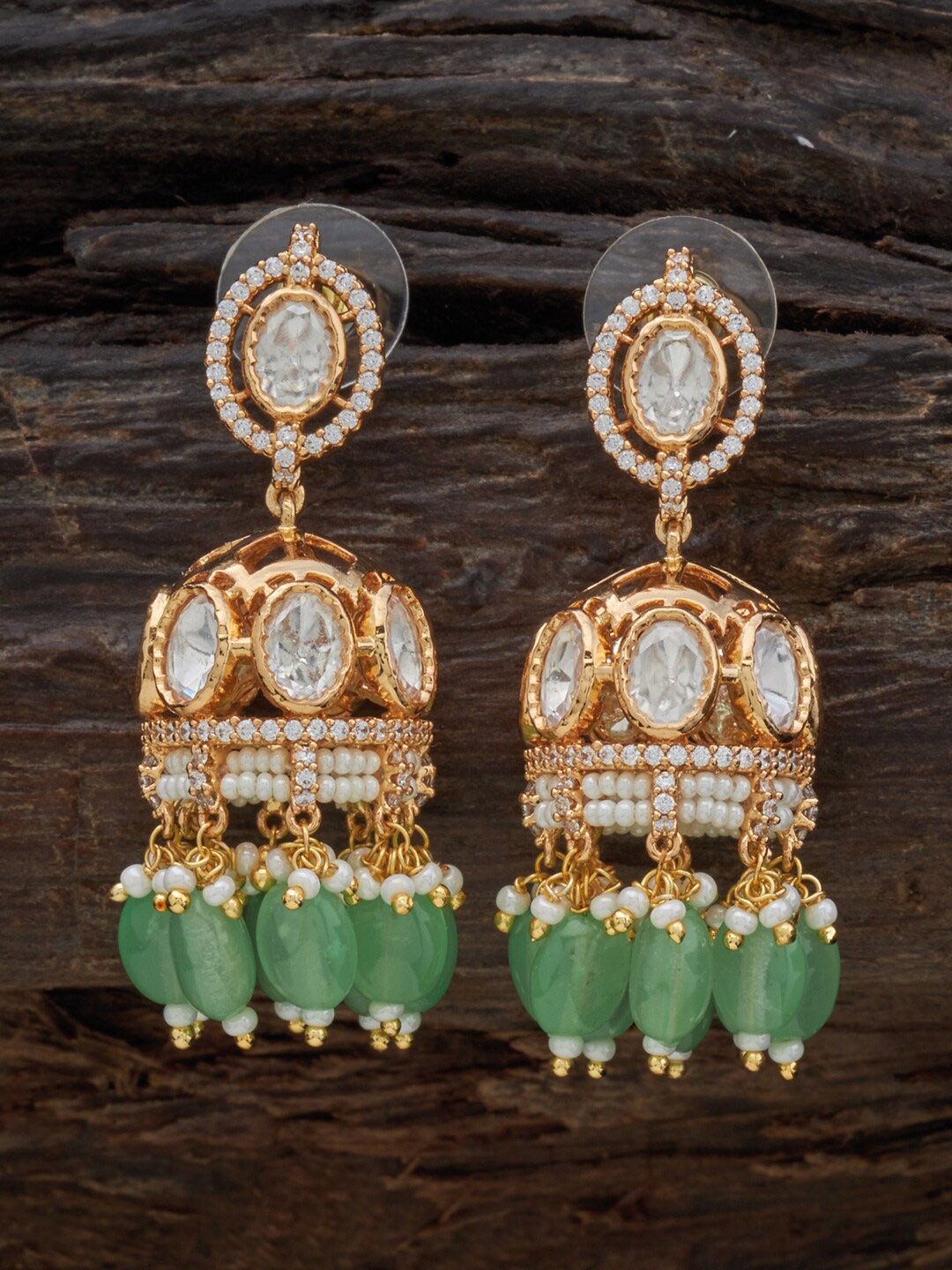 

Kushal's Fashion Jewellery Contemporary Jhumkas Earrings, Sea green