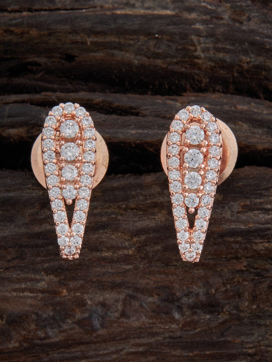 

Kushal's Fashion Jewellery Rose Gold-Plated Contemporary Studs Earrings, White
