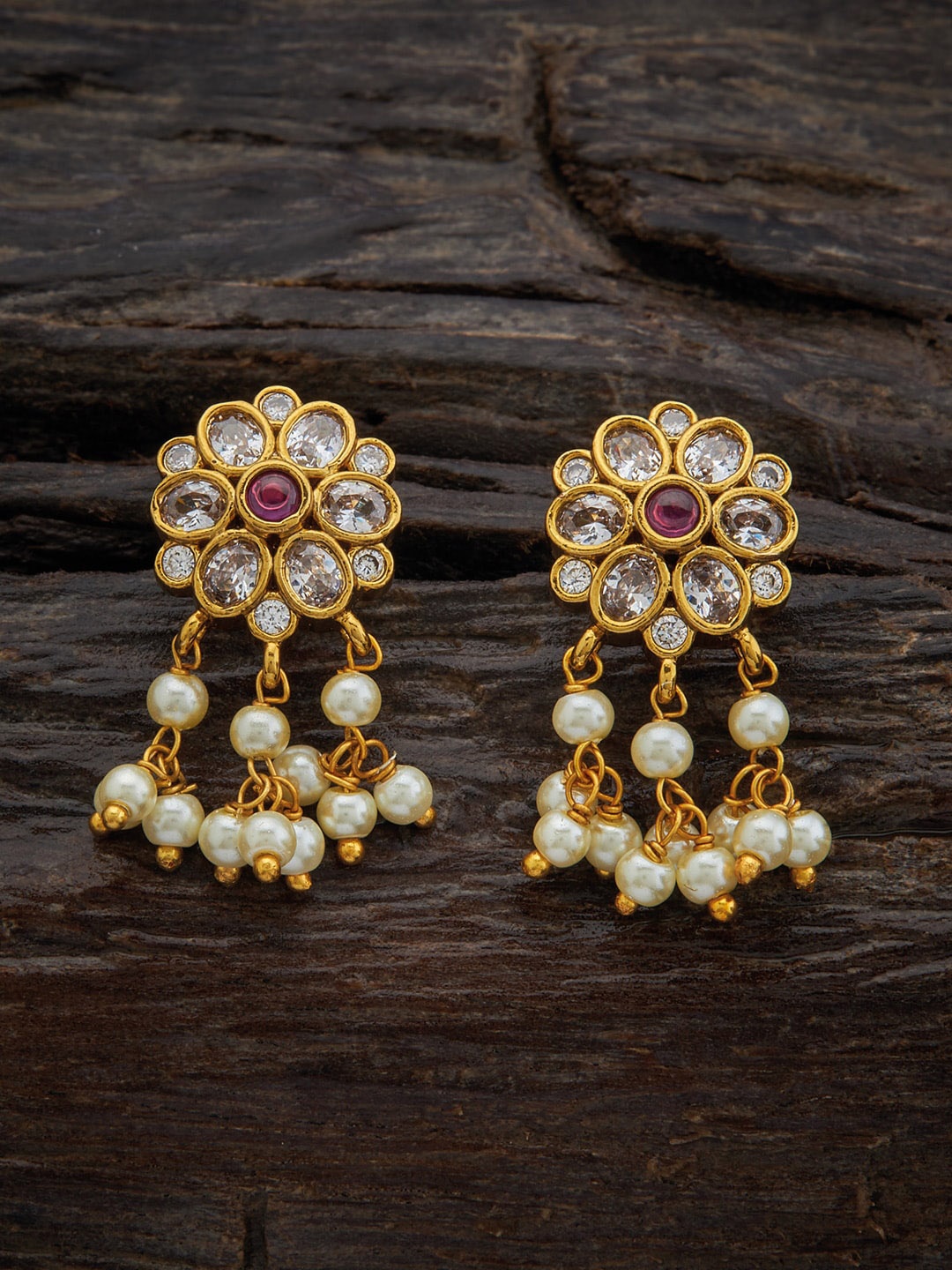 

Kushal's Fashion Jewellery Contemporary Jhumkas Earrings, Red