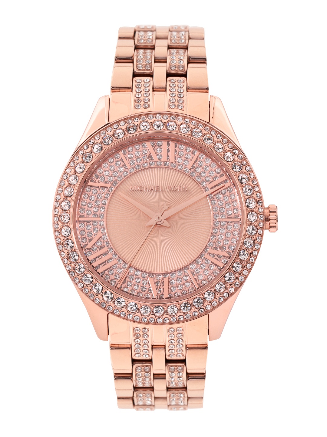 

Michael Kors Women Embellished Harlowe Analogue Watch MK4710, Rose gold