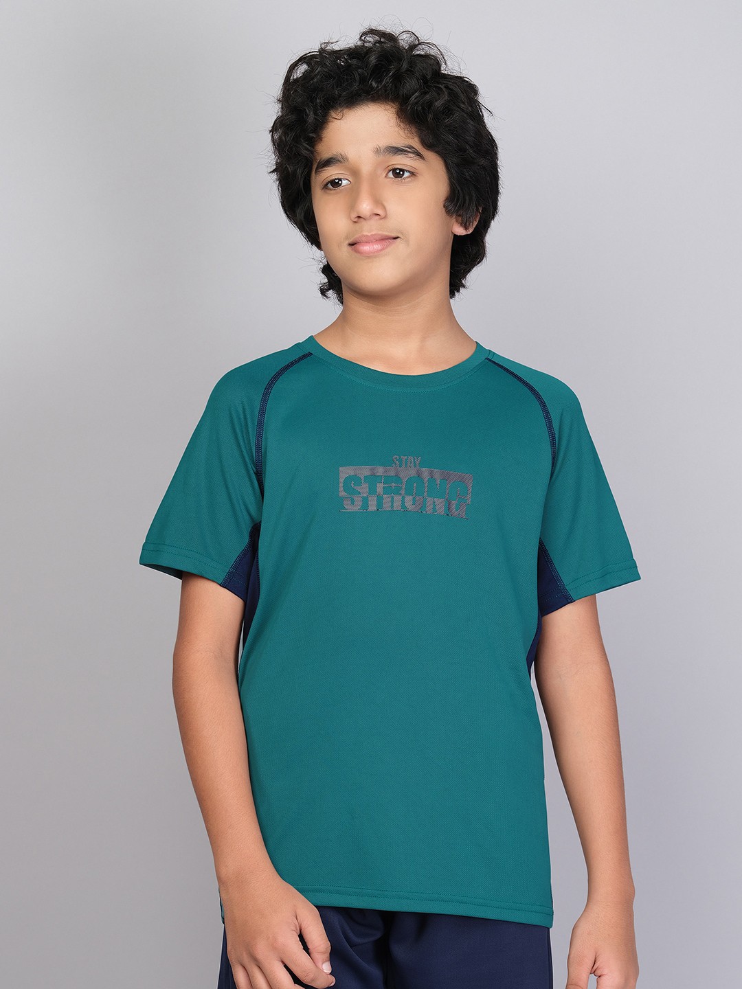 

Technosport Boys Typography Printed Antimicrobial T-shirt, Teal