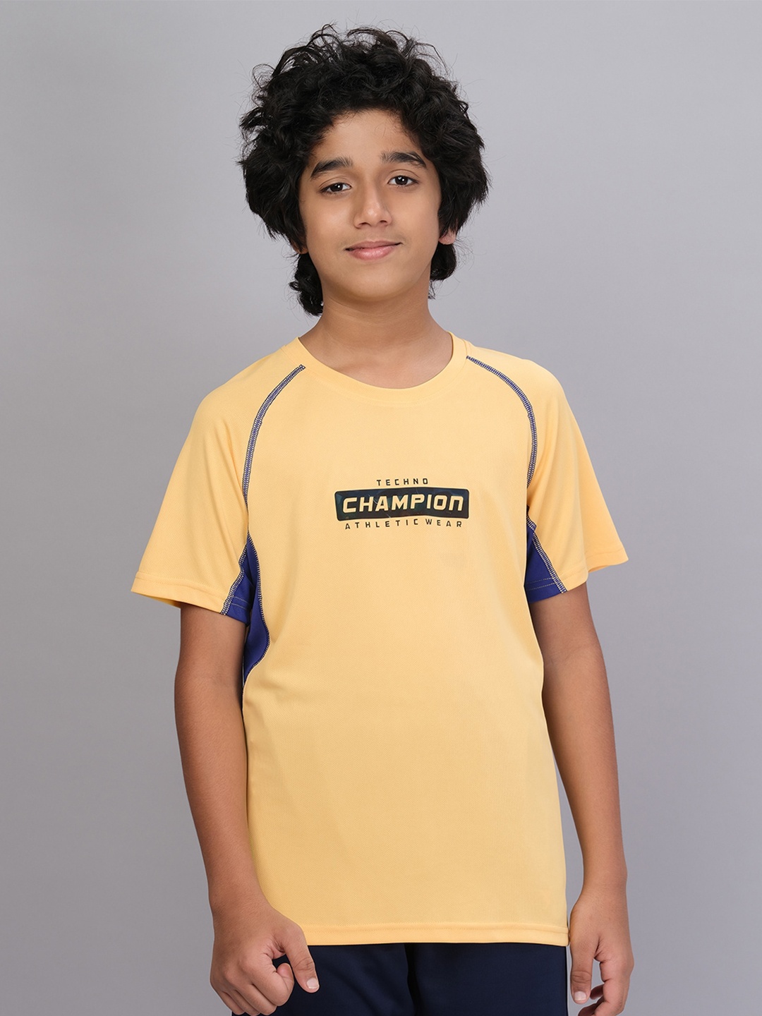 

Technosport Boys Typography Printed Antimicrobial T-shirt, Yellow