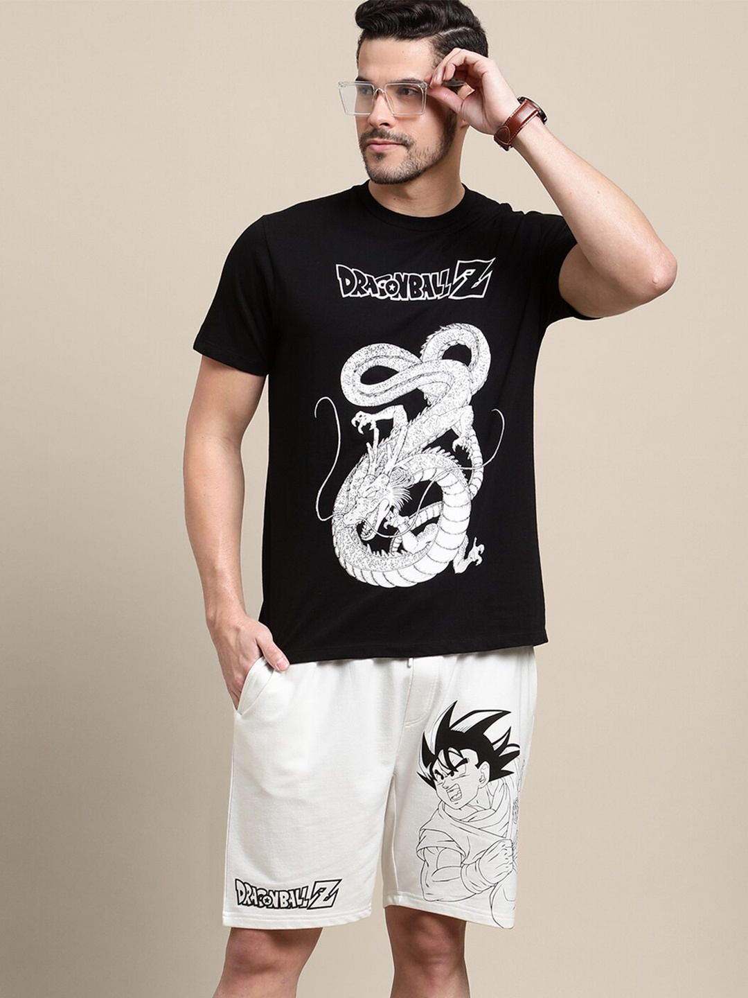 

Free Authority Pure Cotton Dragon Ball Z Printed T-shirts & Shorts Co-ords, Black