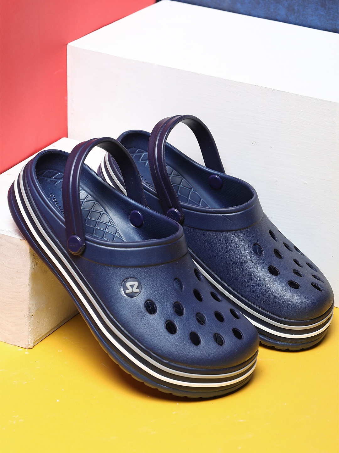 

Columbus Men Perforated Rubber Clogs, Navy blue