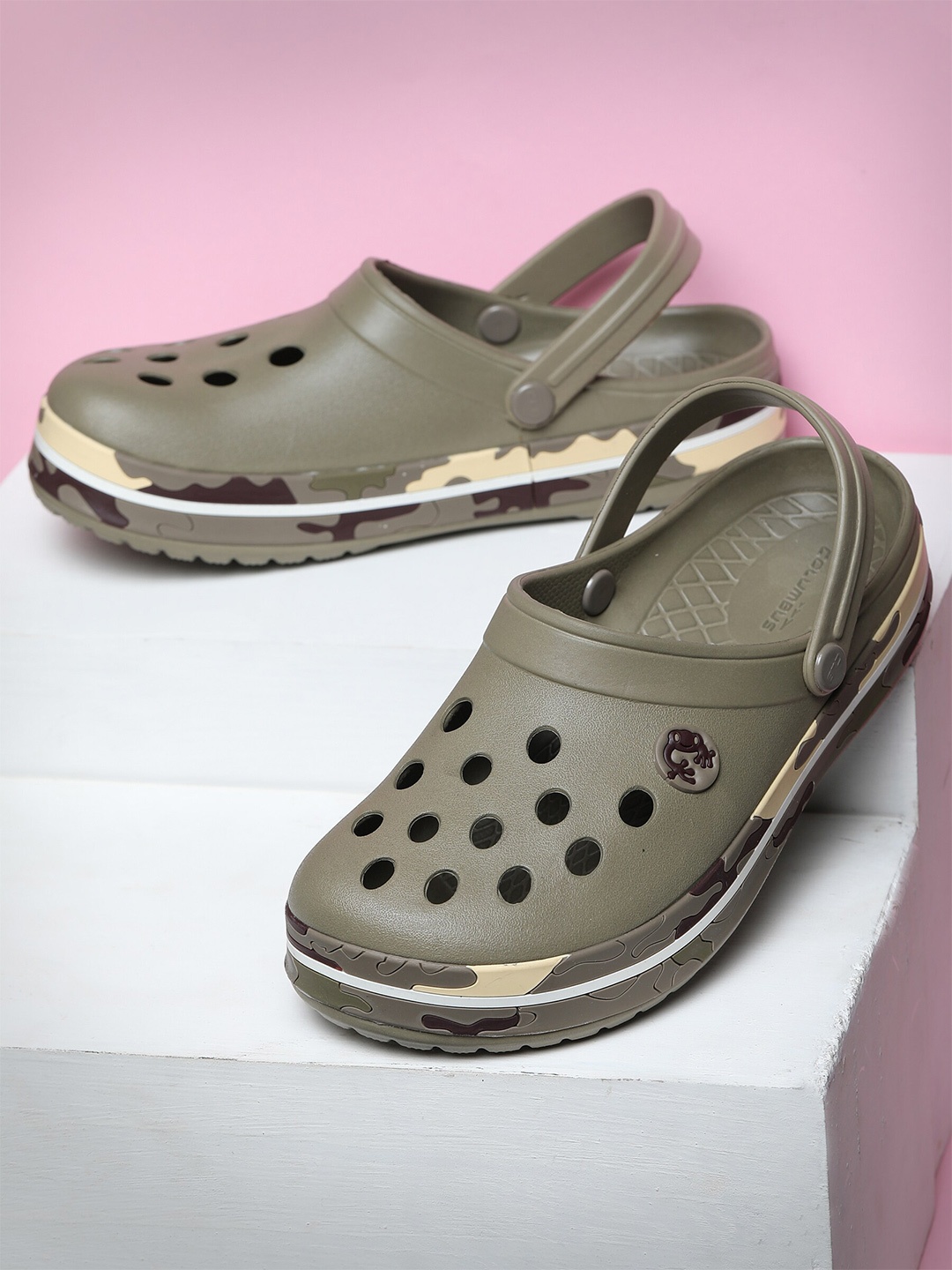 

Columbus Men Perforated Rubber Clogs, Khaki