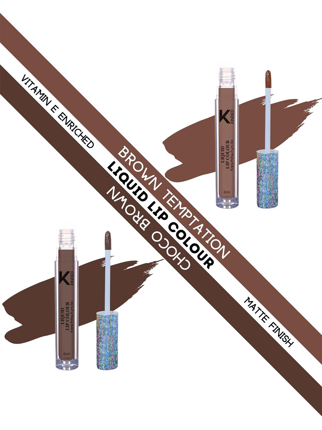 

KINDED Set of 2 Vitamin E Liquid Lipstick 6ml Each - Brown Temptation 06 & Choco Brown 07