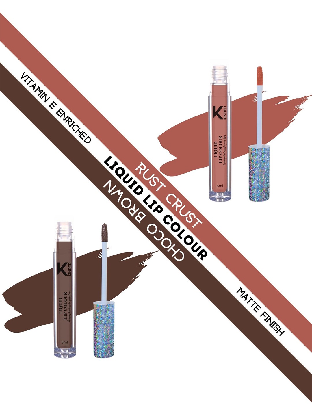 

KINDED Set of 2 Vitamin E Matte Liquid Lip Colour 6 ml each - Rust Crust & Choco Brown