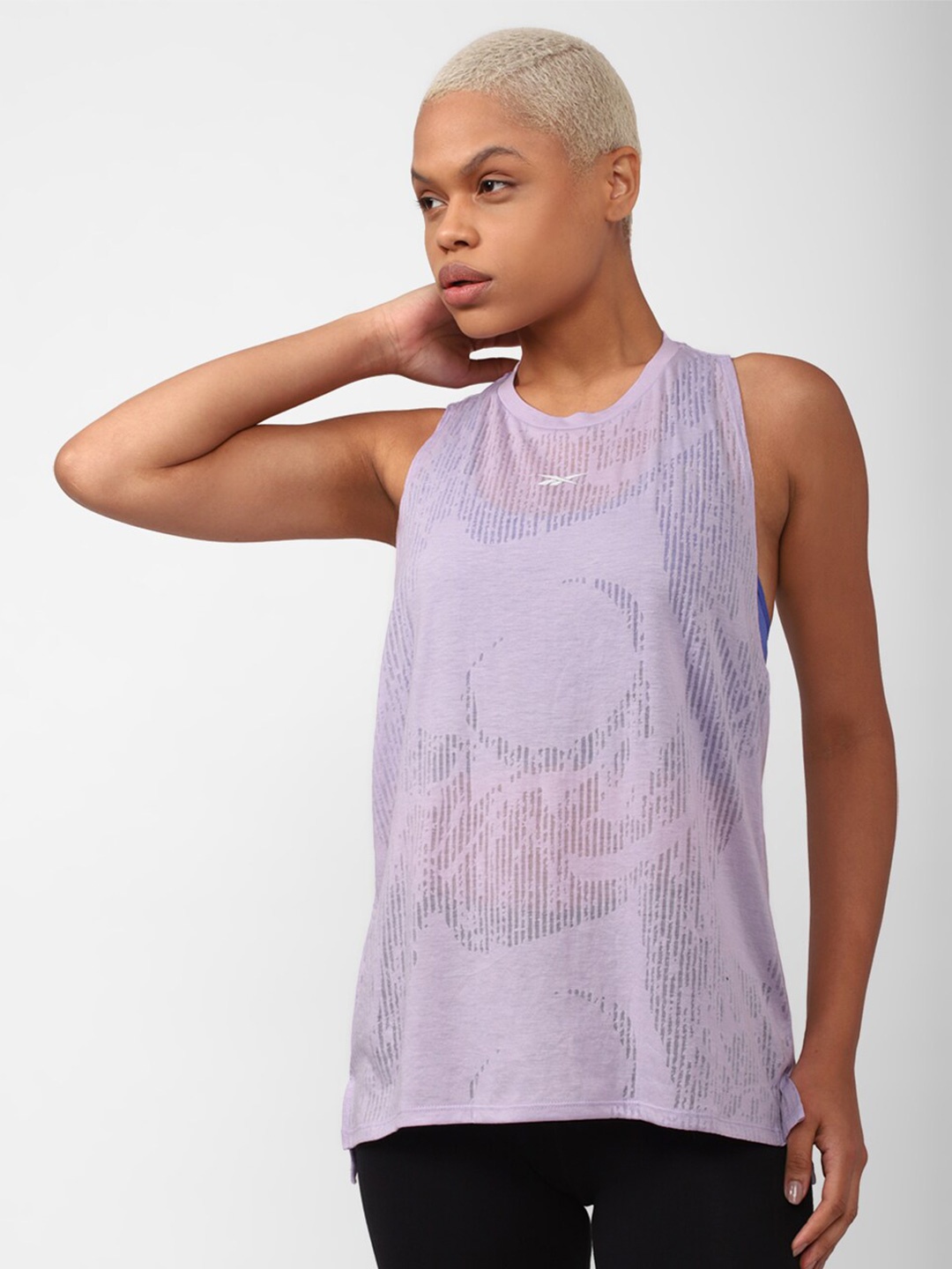 

Reebok Women Burnout Printed Tank Top, Purple
