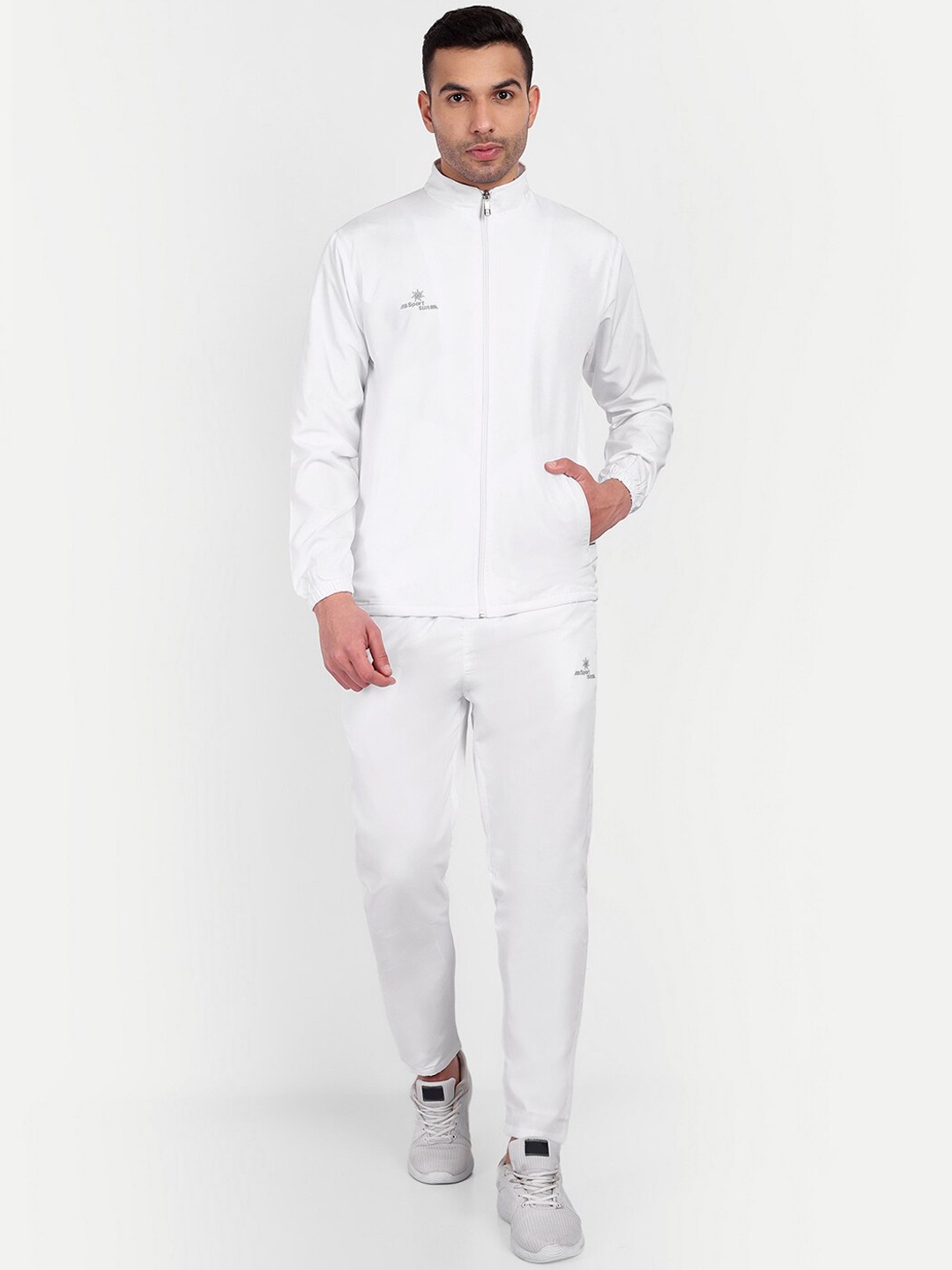 

SPORT SUN Men Jacket & Track Pant Sports Tracksuits, White