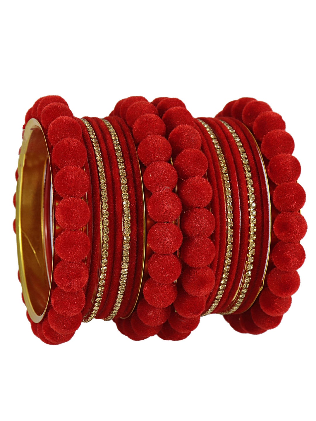 

NMII Set Of 20 Cubic Zirconia-Studded Velvet Bangle Set, Gold