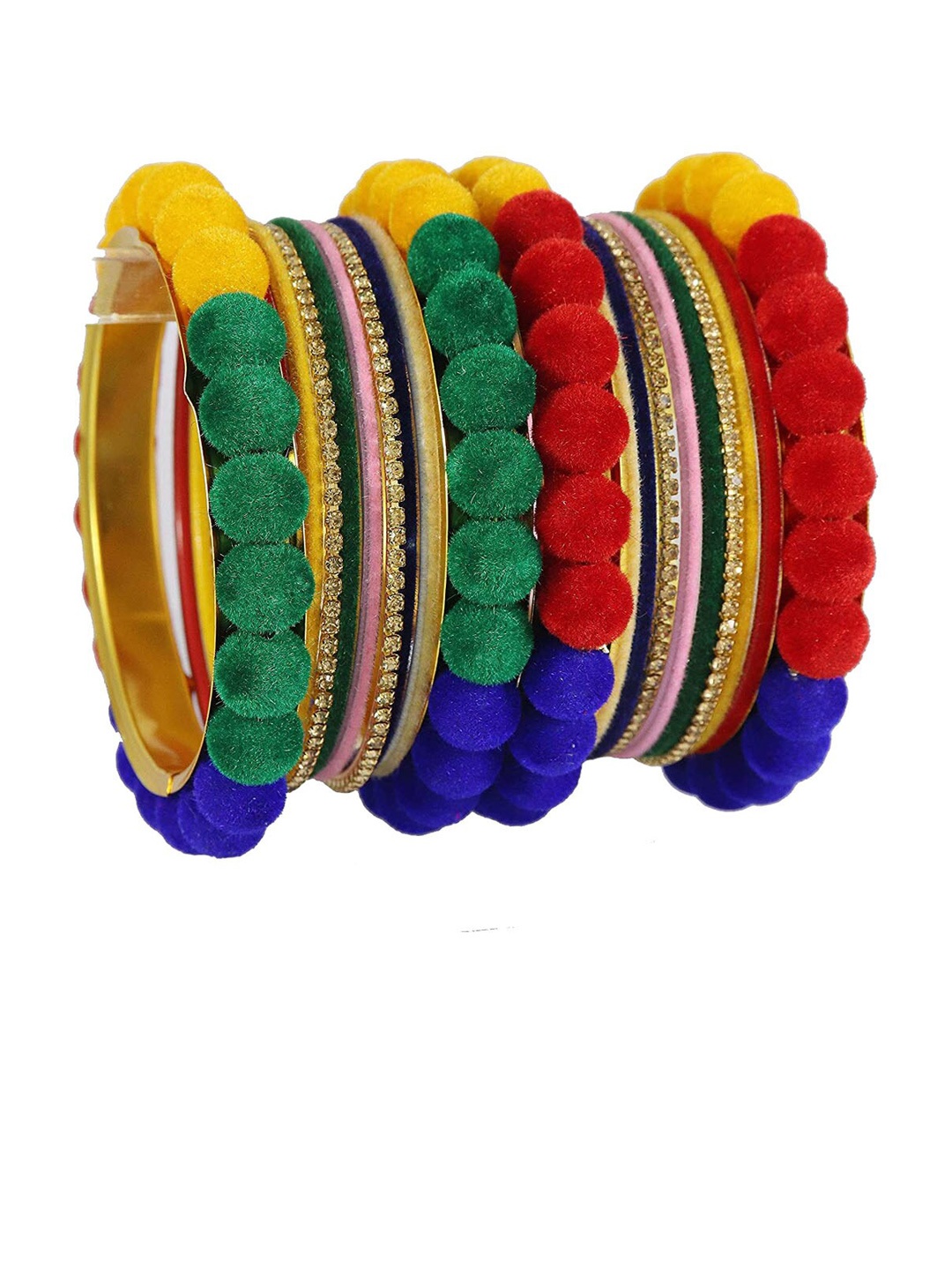 

NMII Set of 20 Zircon Studded Velvet Bangles, Blue