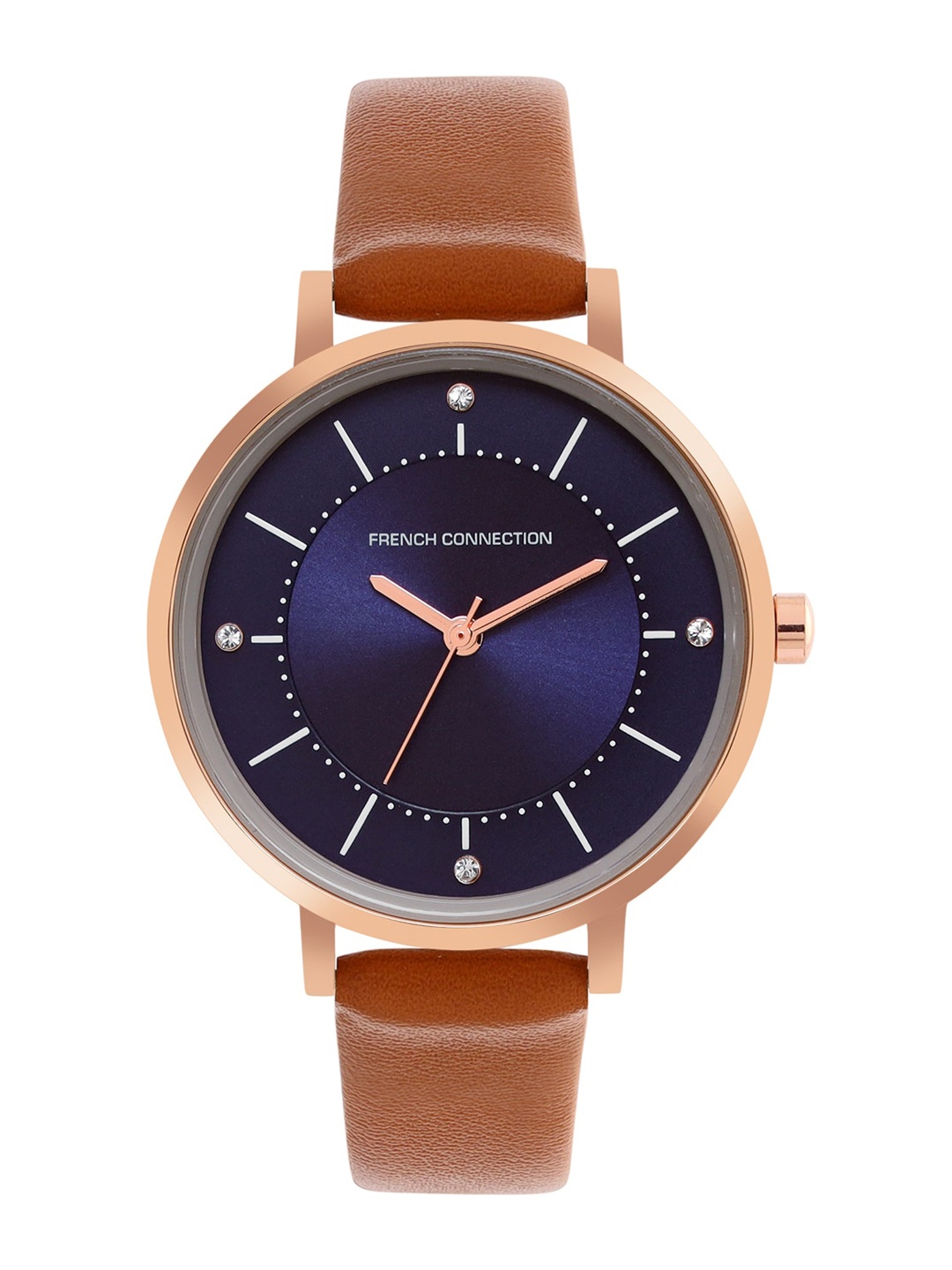 

French Connection Women Embellished Dial & Leather Straps Analogue Watch FCN00010E, Blue