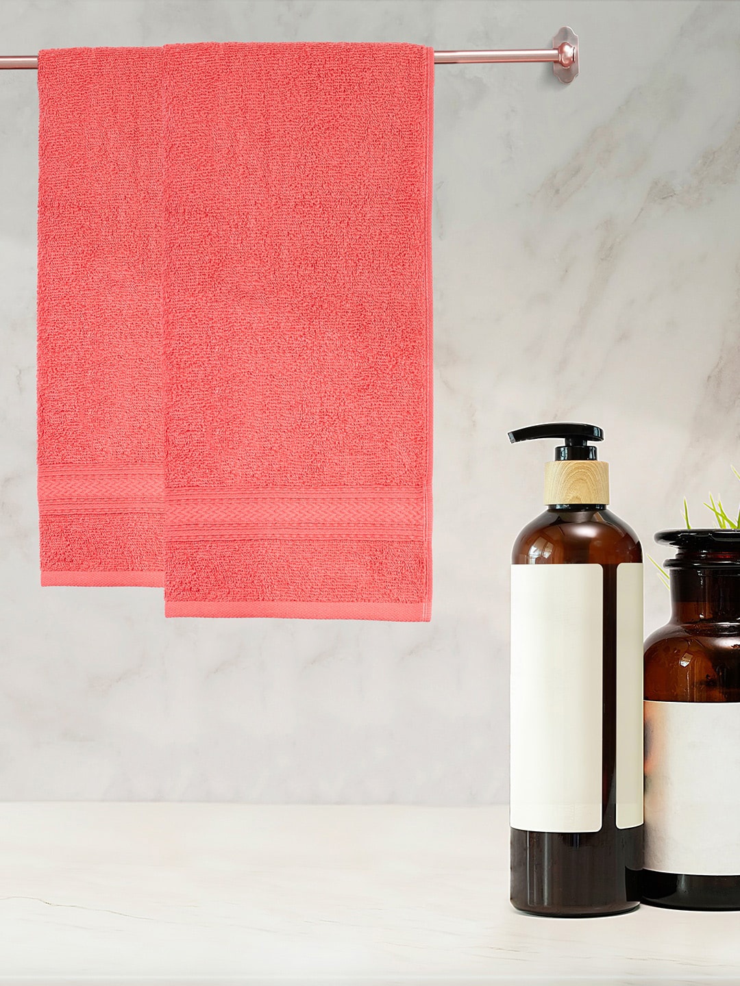 

Layers Firenze Coral Peach-Coloured 2 Pieces 400 GSM Pure Cotton Hand Towels