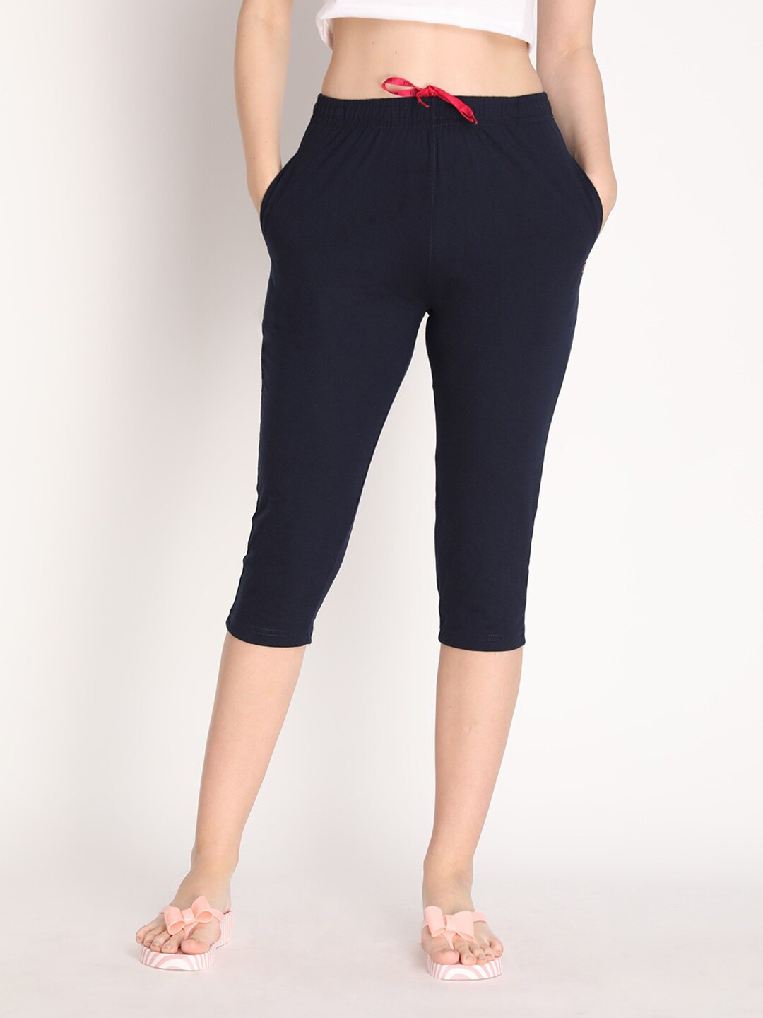 

NEVA Women Solid Slim Fit Capris, Navy blue