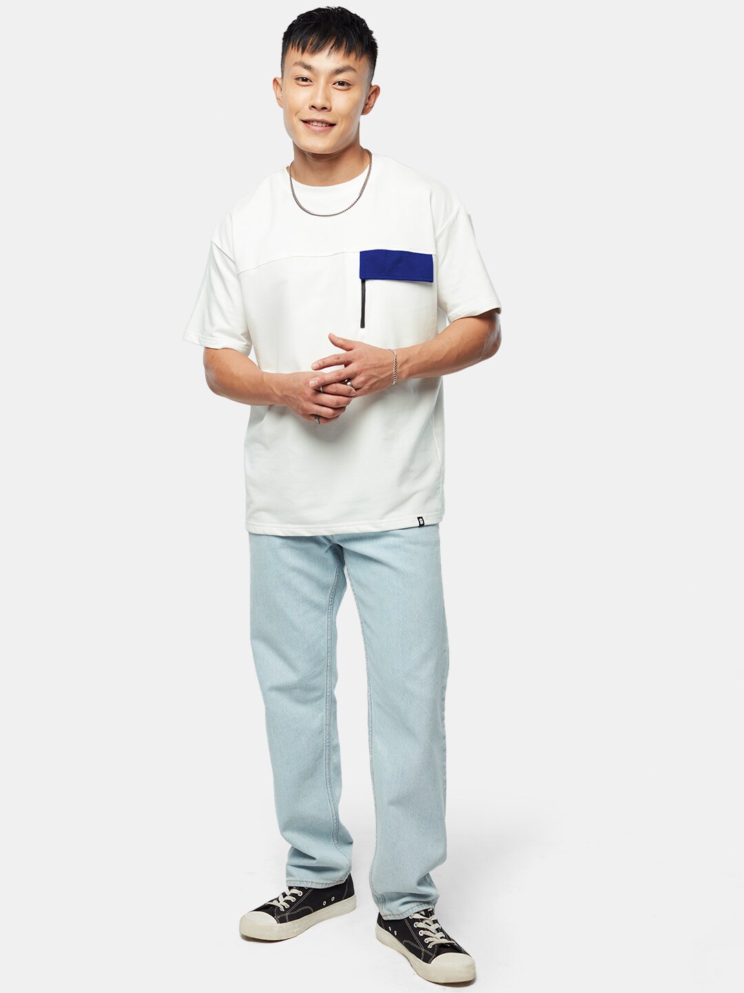 

The Souled Store Round Neck Cotton Oversized T-Shirt, White