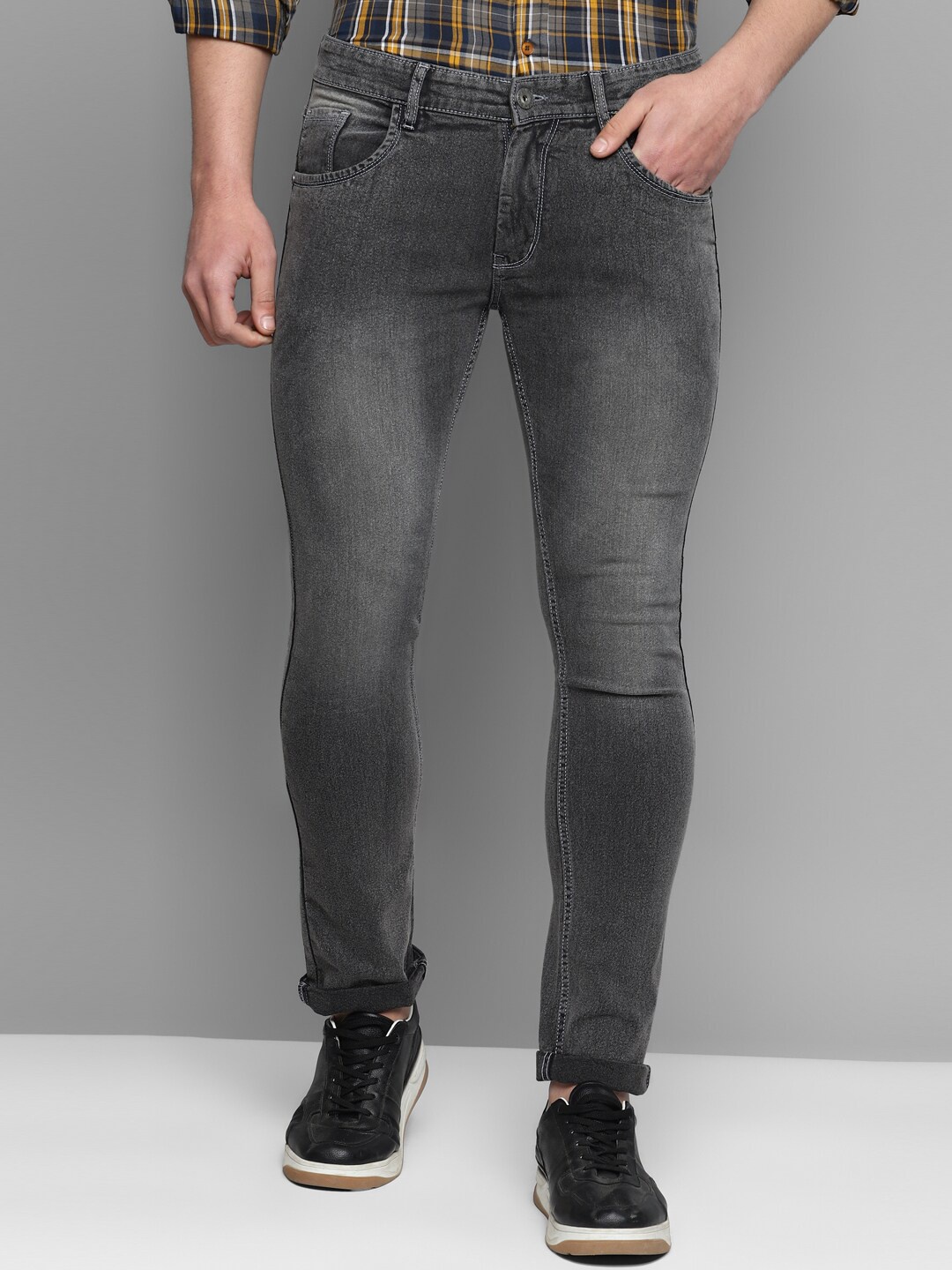 

Allen Cooper Men Slim Fit Light Fade Stretchable Cotton Jeans, Grey