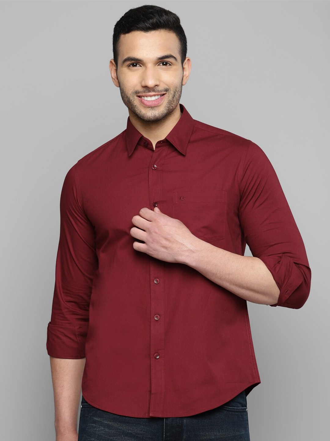 

Allen Cooper Cotton Casual Shirt, Maroon