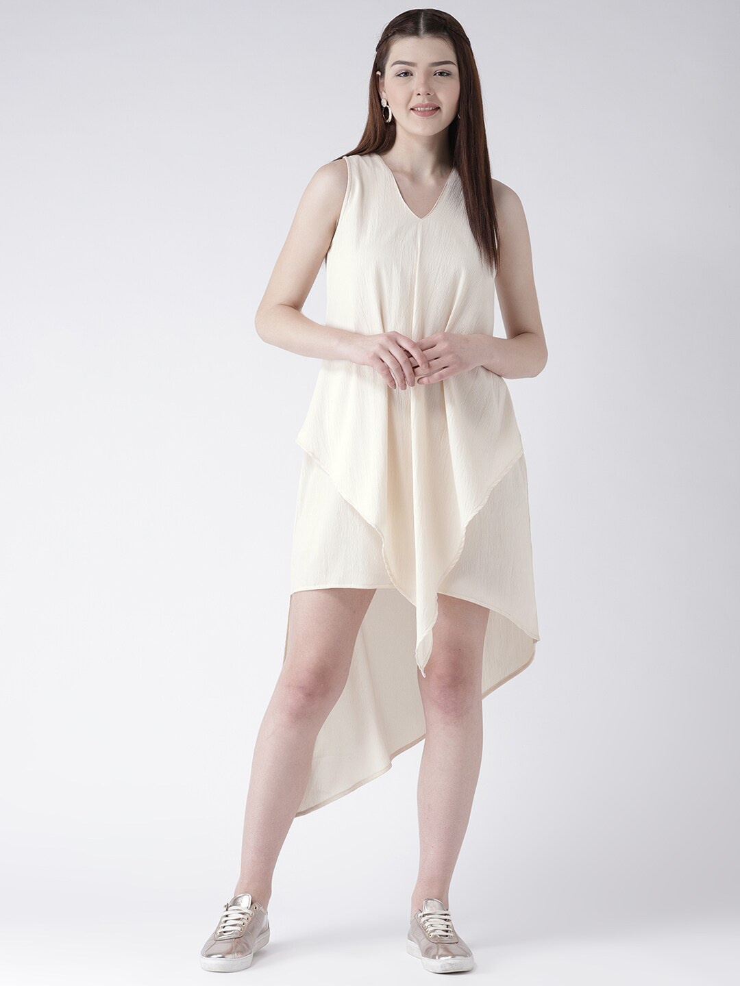 

DODO & MOA V-Neck Asymmetric A-Line Dress, Off white