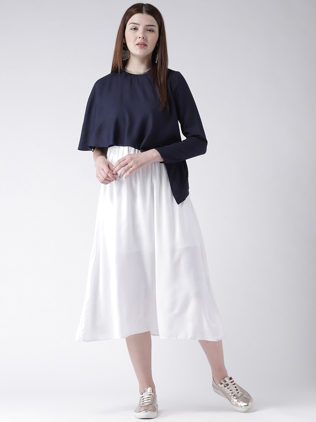 

DODO & MOA Colourblocked Crepe A-Line Midi Dress, Blue