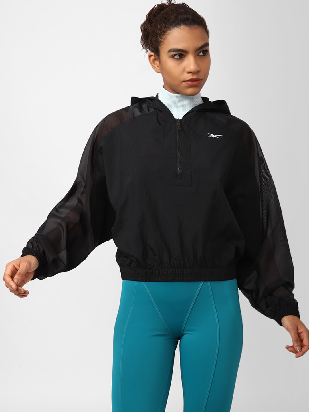 

Reebok Women S Opaque Woven Relaxed-Fit Bomber Jacket, Black