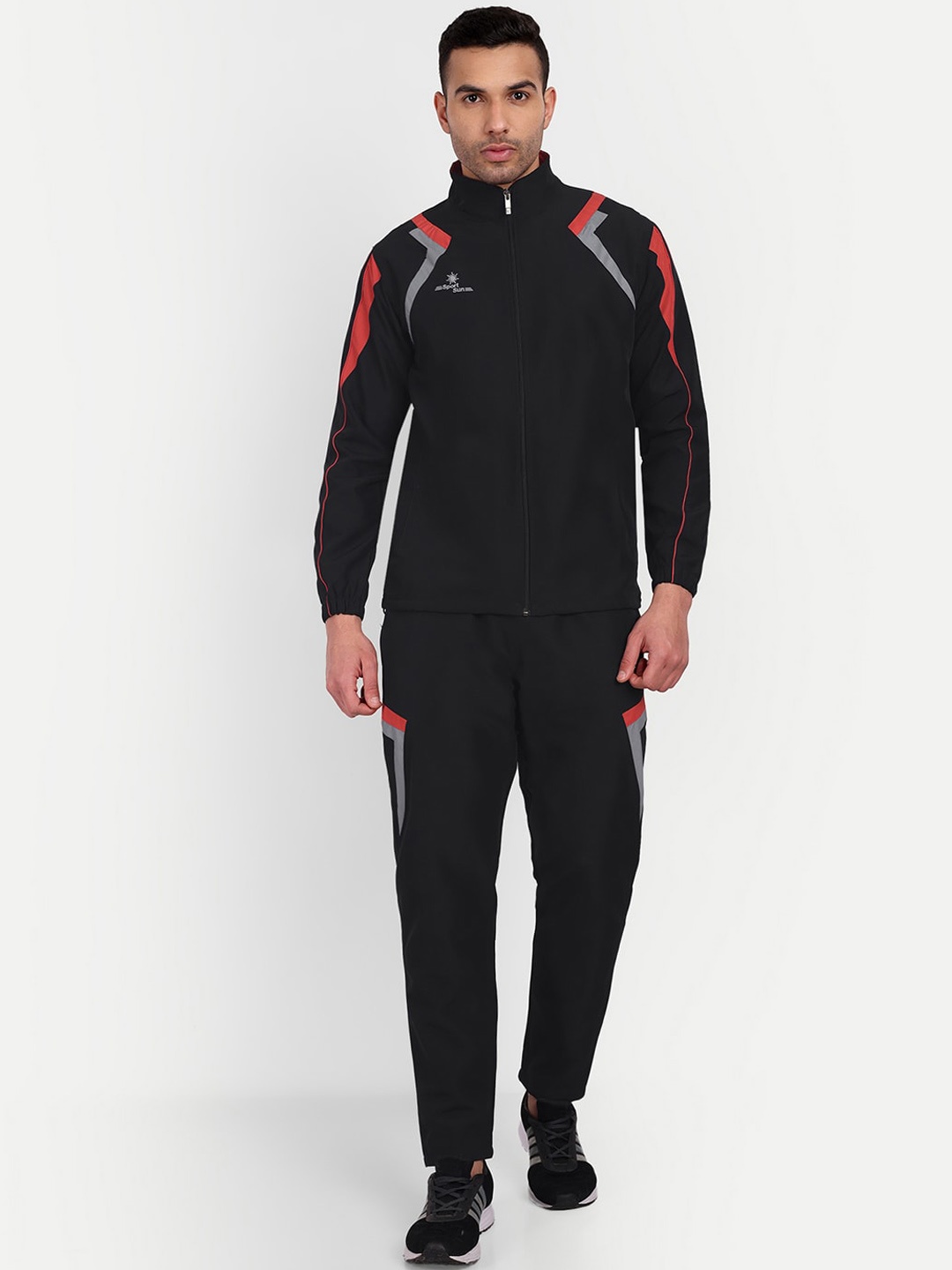 

Sport Sun Men Solid Track Suit, Black