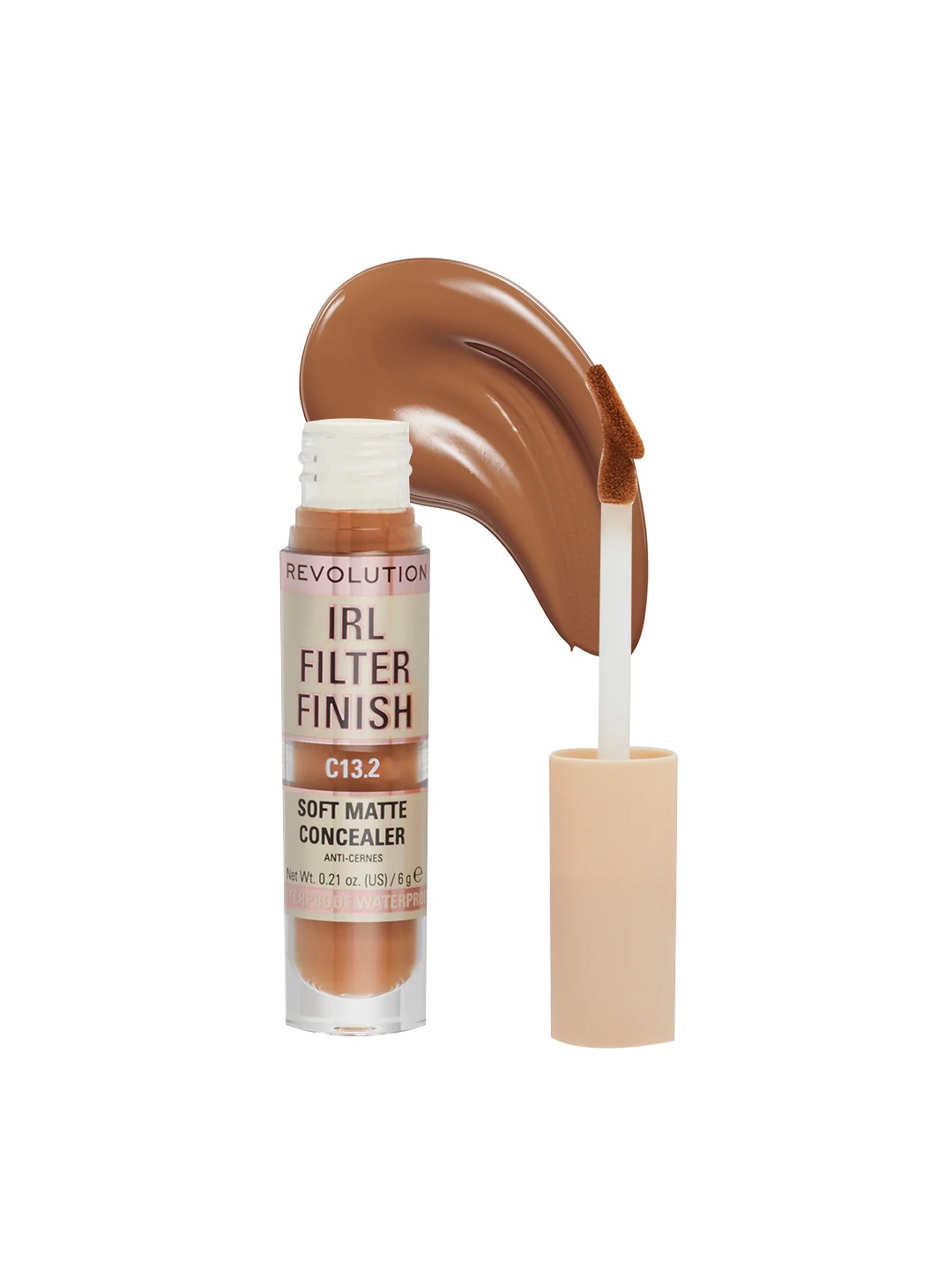 

Makeup Revolution London IRL Filter Finish Soft Matte Lightweight Concealer 6g- ShadeC13.2, Brown