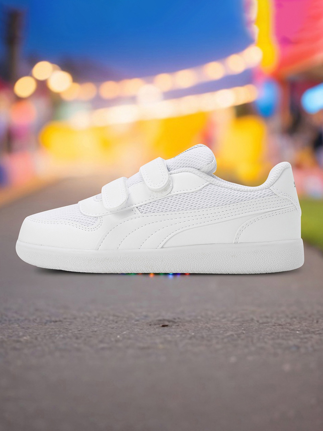 

Puma Kids Punch Comfort Youth Perforation Patterned Casual Sneakers Shoes, White