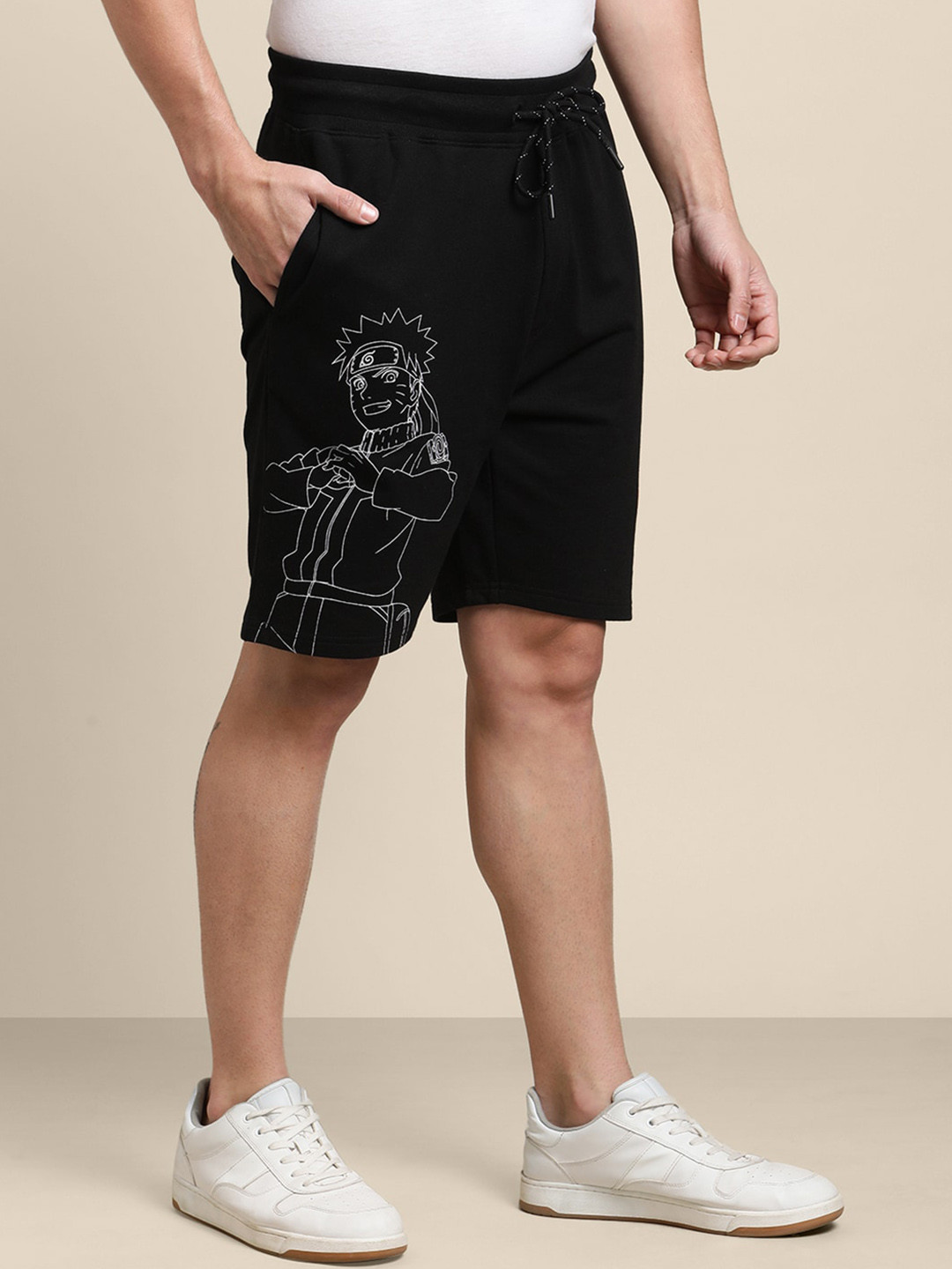 

Free Authority Men Naruto Printed Cotton Shorts, Black