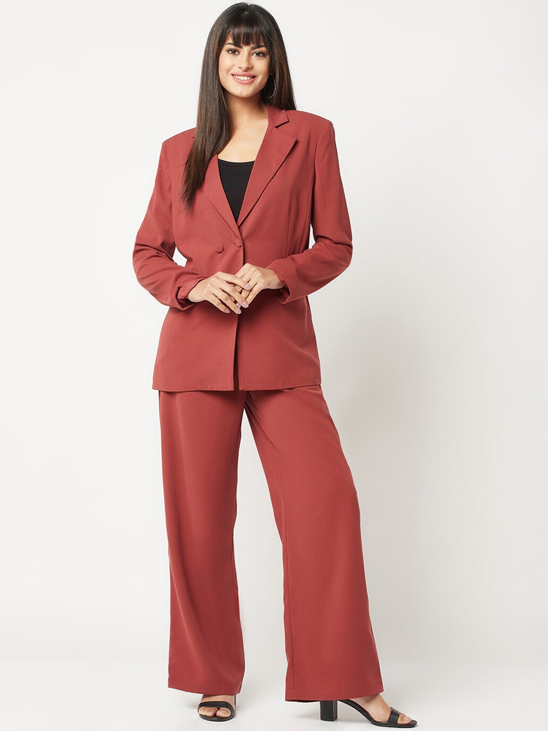 

HOUSE OF S Long Sleeves Notched Lapel Collar Coat & Trousers, Rust