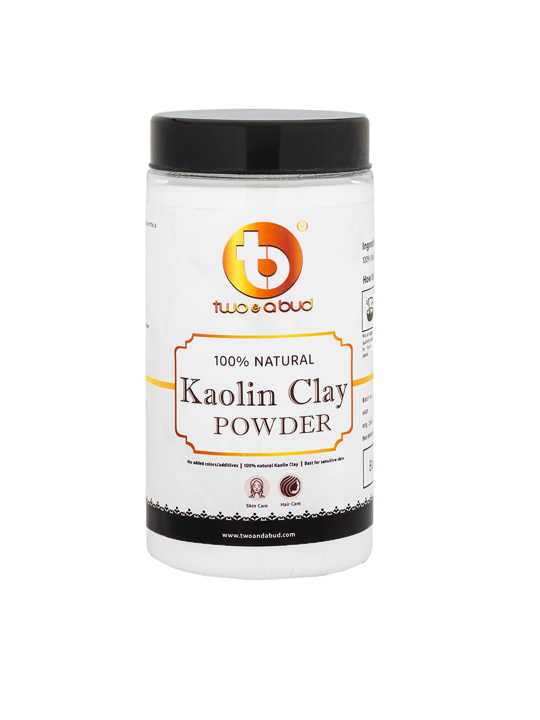 

Two & A Bud Kaolin 100% Natural Clay Powder - 250 g, White