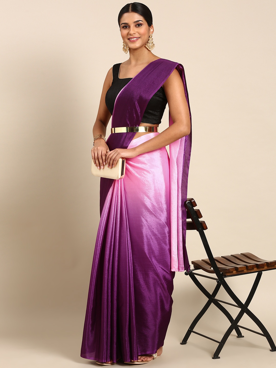 

HERE&NOW Ombre Ready To Wear Saree, Purple