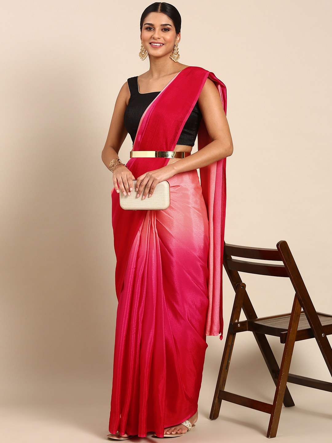 

HERE&NOW Ombre Ready To Wear Saree, Pink