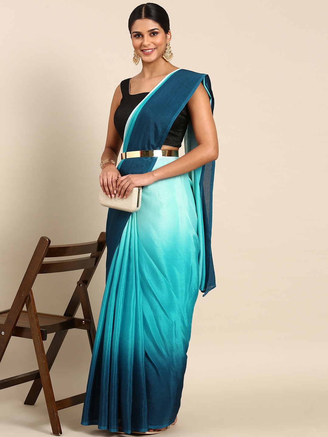 

HERE&NOW Ombre Ready To Wear Saree, Blue