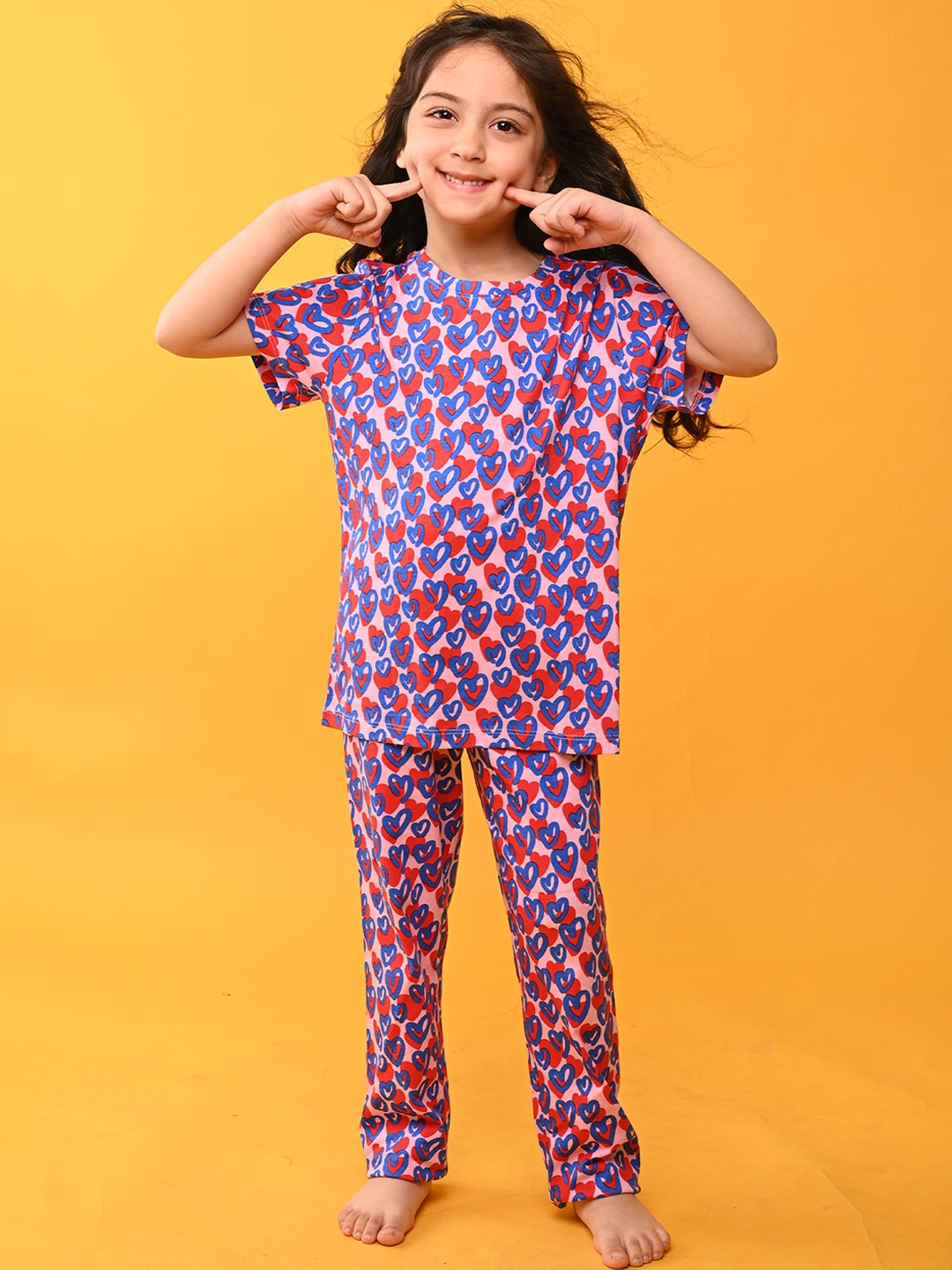 

Anthrilo Girls Conversational Printed Pure Cotton Night Suit, Pink