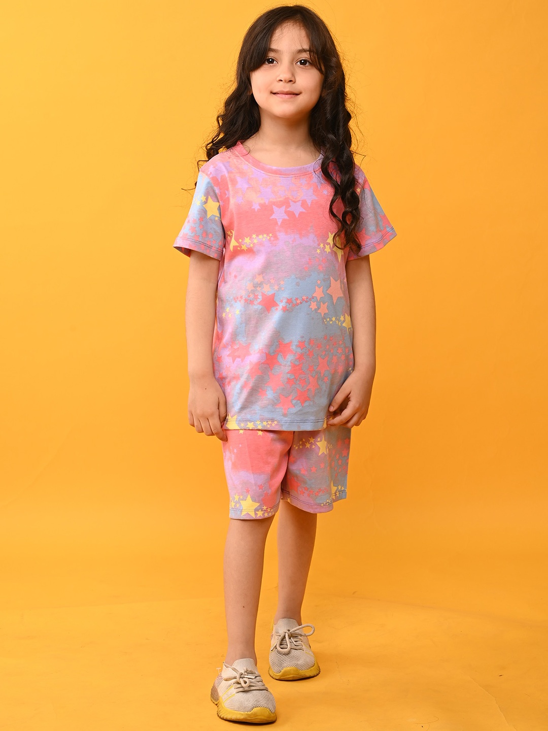 

Anthrilo Girls Abstract Printed Pure Cotton Night Suit, Pink