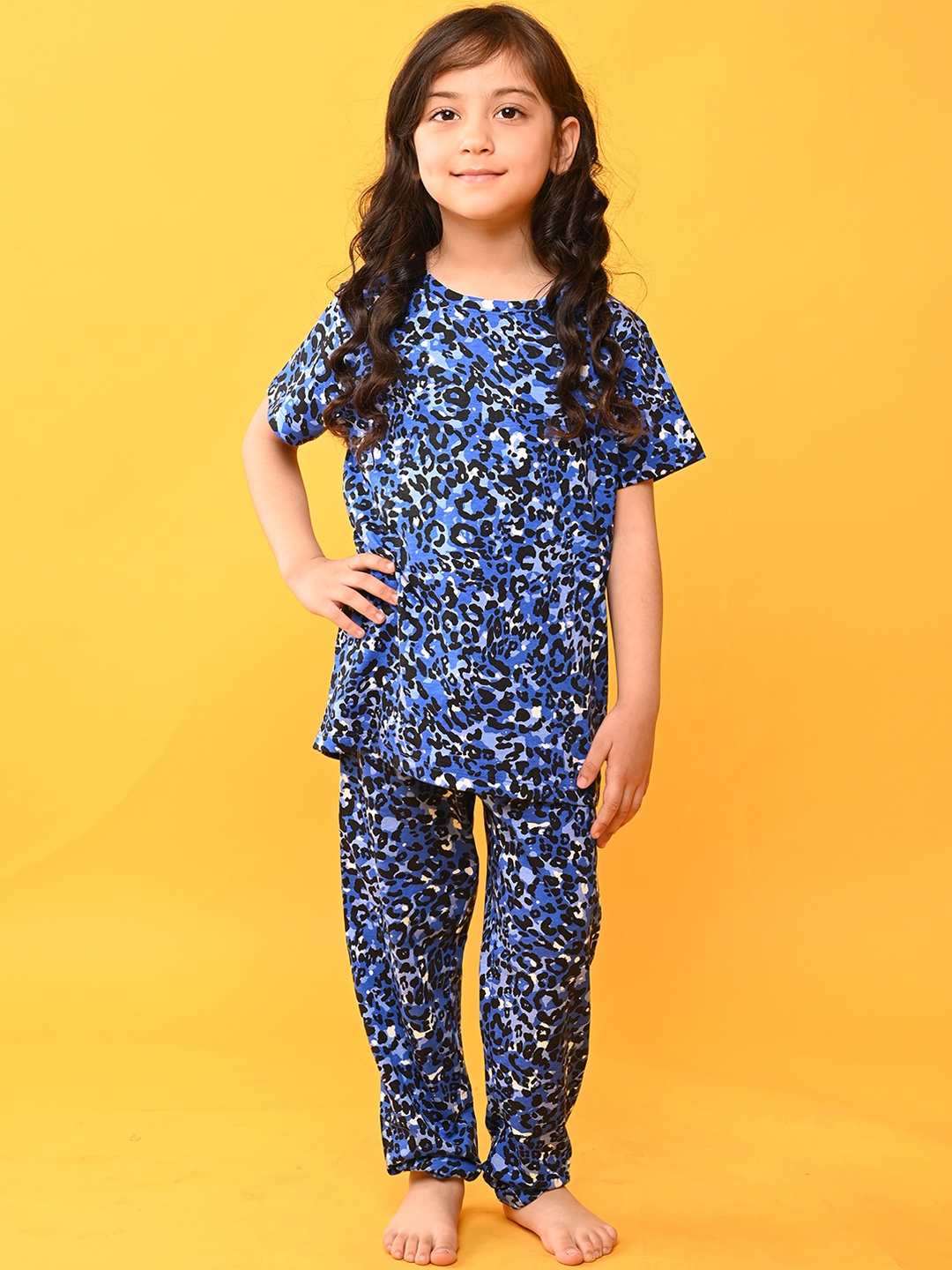 

Anthrilo Girls Animal Printed Pure Cotton Night Suit, Blue