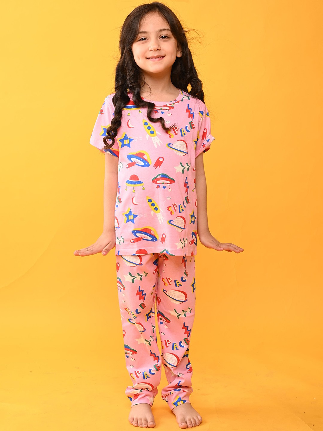 

Anthrilo Girls Pink Printed Night suit