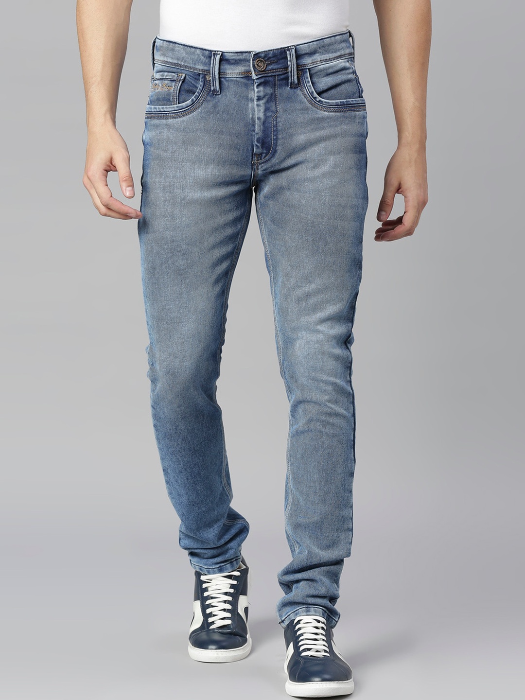 

ROCKING SWAMY Men Slim Fit Heavy Fade Stretchable Cotton Jeans, Blue