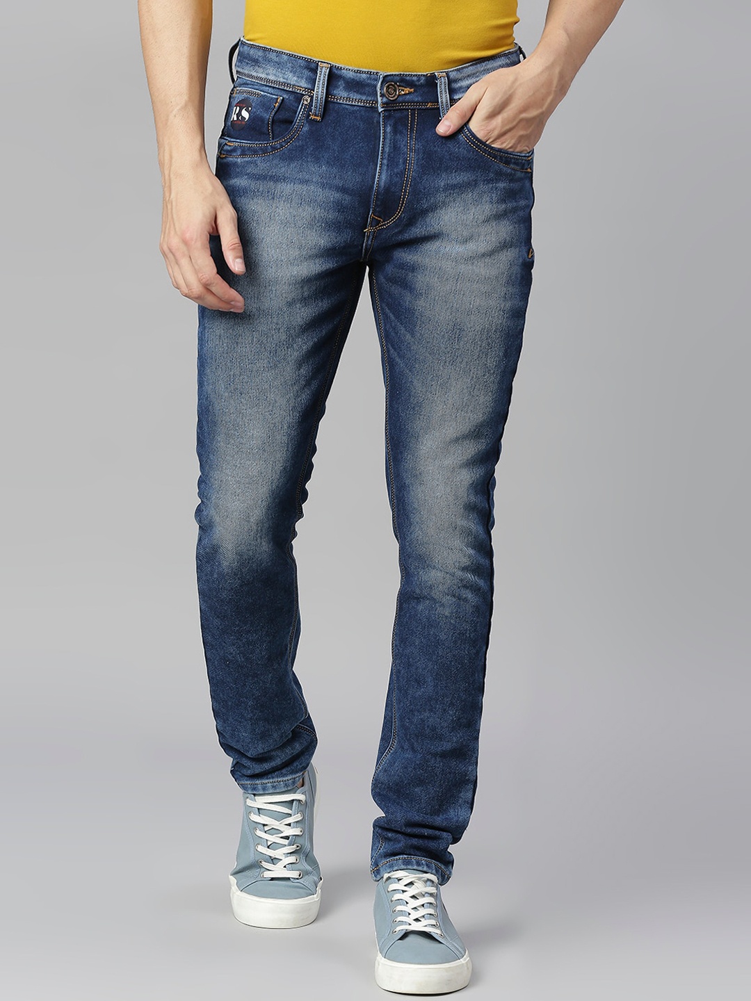 

ROCKING SWAMY Men Slim Fit Light Fade Stretchable Jeans, Blue