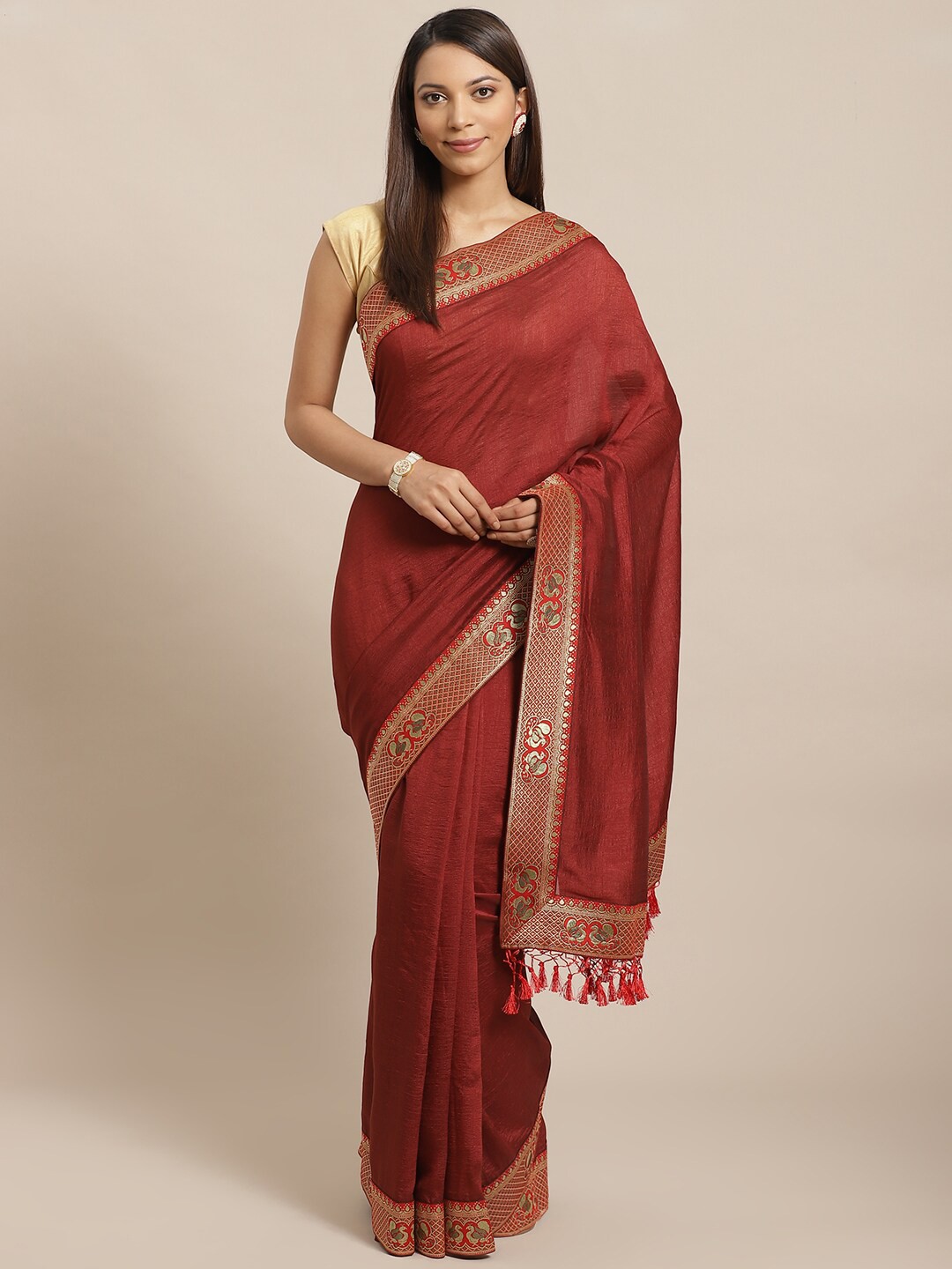 

Saree mall Brown Silk Blend Sarees