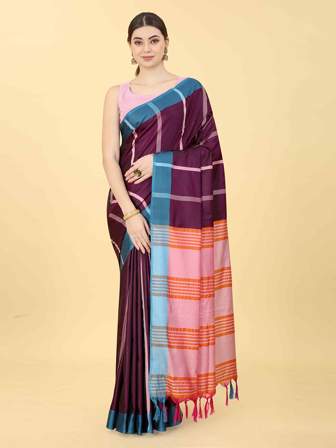 

Silk Land Striped Woven Design Pattu Uppada Saree, Purple