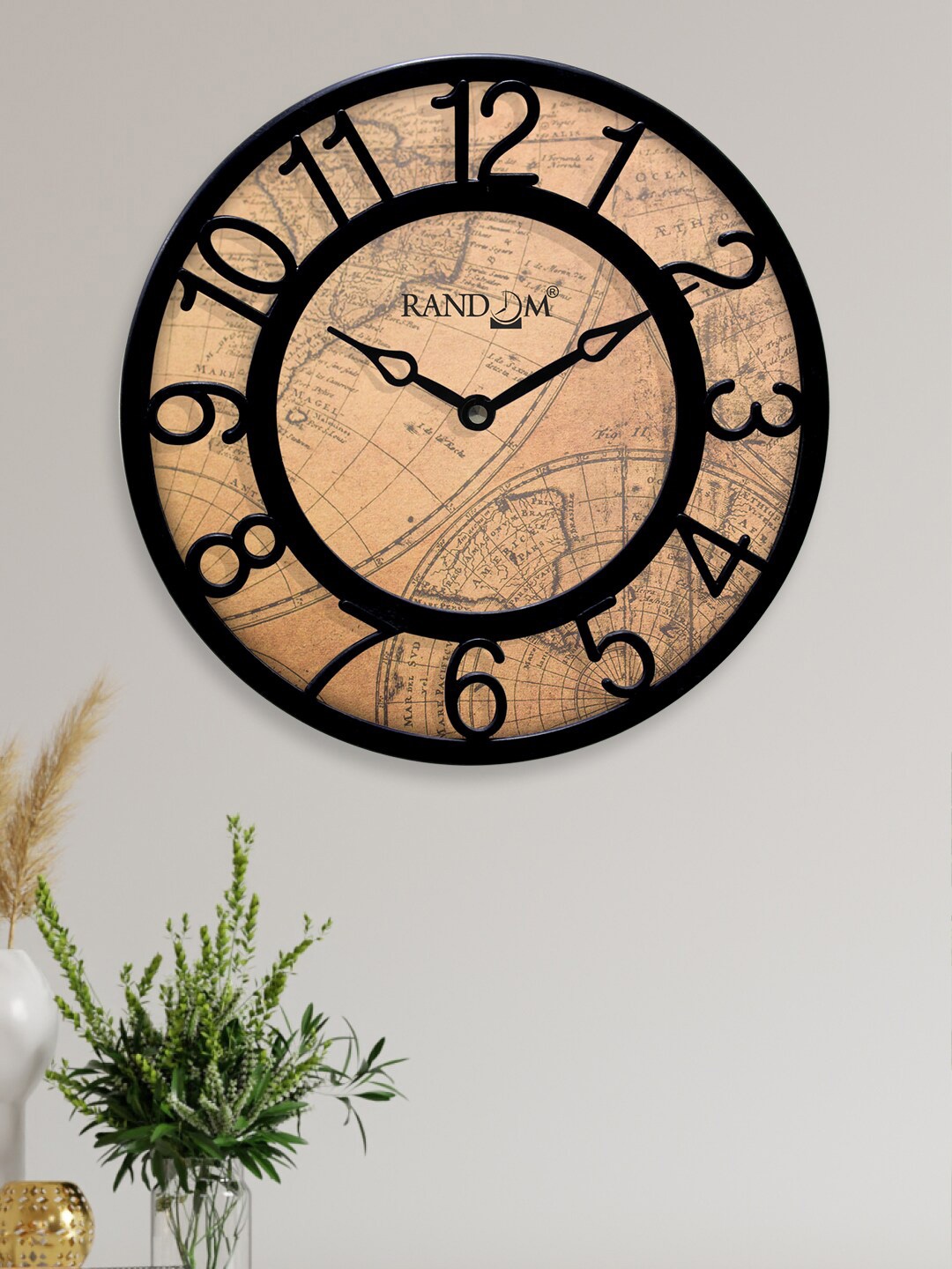 

RANDOM Brown & Black Printed Analogue Contemporary Round Wall Clock